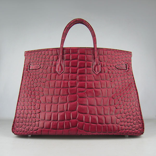 Replica Hermes Birkin 40CM Crocodile Veins Leather Bag Wine 6089 Online